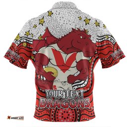 St. George Illawarra Dragons Custom Zip Polo Shirt - Custom With Aboriginal Inspired Style Of Dot Painting Patterns  Zip Polo Shirt