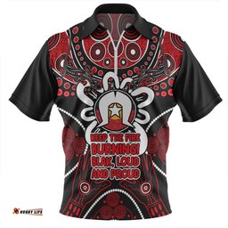 Australia Zip Polo Shirt Naidoc Week Aboriginal Inspired Dot Art Painting And Aussie Lizard