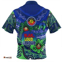 Australia Zip Polo Shirt Naidoc Week Torres Strait Symbol With Aboriginal Pattern Inspired Blue