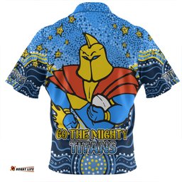 Gold Coast Titans Custom Zip Polo Shirt - Custom With Aboriginal Inspired Style Of Dot Painting Patterns  Zip Polo Shirt
