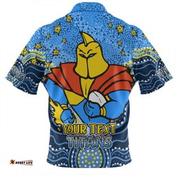 Gold Coast Titans Custom Zip Polo Shirt - Custom With Aboriginal Inspired Style Of Dot Painting Patterns  Zip Polo Shirt