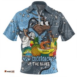 New South Wales Cockroaches Custom Zip Polo Shirt - Australian Big Things Zip Polo Shirt