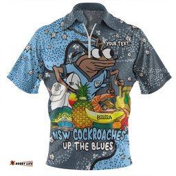 New South Wales Cockroaches Custom Zip Polo Shirt - Australian Big Things Zip Polo Shirt