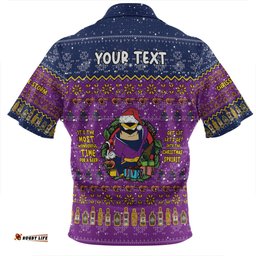 Melbourne Storm Christmas Custom Zip Polo Shirt - Chrissie Spirit Zip Polo Shirt