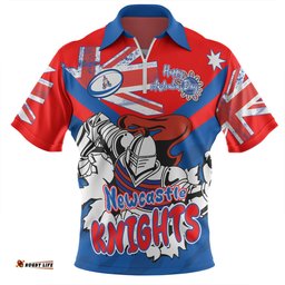 Newcastle Knights Zip Polo Shirt - Happy Australia Day We Are One And Free