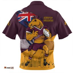 Brisbane Broncos Zip Polo Shirt Custom For Die Hard Fan Australia Flag Scratch Style