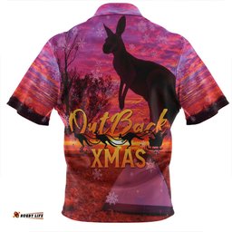 Australia Christmas Kangaroo Camping Zip Polo Shirt - Aussie Outback Merry Christmas Zip Polo Shirt
