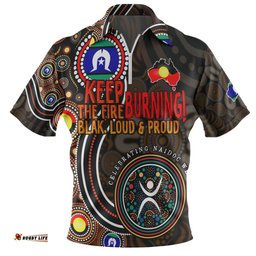 Australia Zip Polo Shirt Naidoc Week Keep The Fire Burning Aboriginal Dot Art