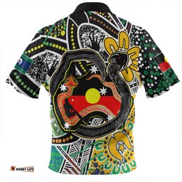 Australia Rainbow Serpent Aboriginal Zip Polo Shirt - Dreamtime Rainbow Serpent Creates Australia Zip Polo Shirt