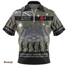 Australia Anzac Day Zip Polo Shirt - Australia and New Zealand Warriors All gave some Some Gave All Zip Polo Shirt