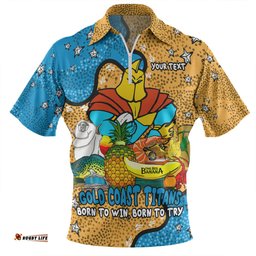 Gold Coast Titans Custom Zip Polo Shirt - Australian Big Things Zip Polo Shirt