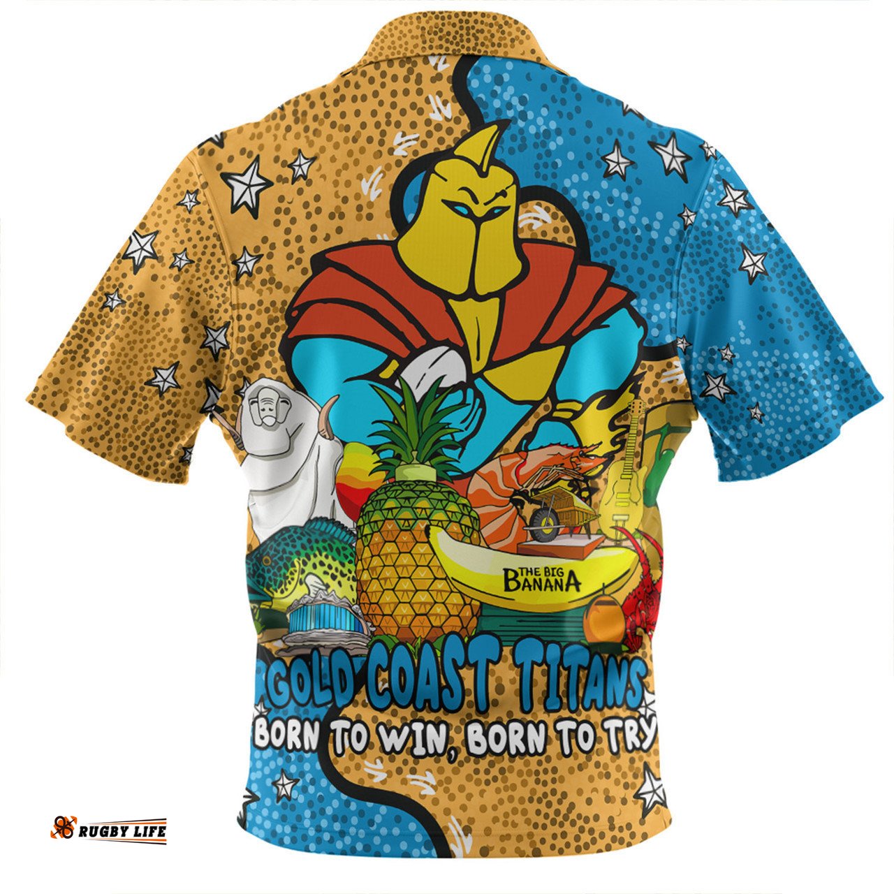 Gold Coast Titans Custom Zip Polo Shirt - Australian Big Things Zip Polo Shirt