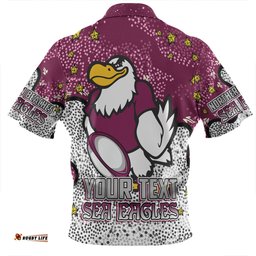 Manly Warringah Sea Eagles Zip Polo Shirt - Team With Dot And Star Patterns For Tough Fan Zip Polo Shirt