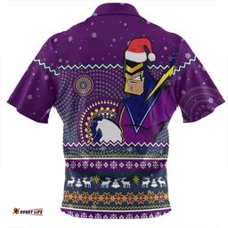 Melbourne Storm Christmas Custom Zip Polo Shirt - Ugly Xmas And Aboriginal Patterns For Die Hard Fan Zip Polo Shirt