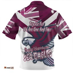 Manly Warringah Sea Eagles Zip Polo Shirt - Happy Australia Day We Are One And Free V2