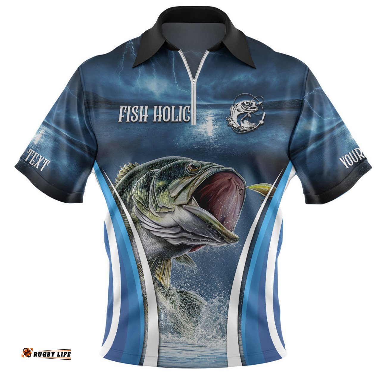 Australia Fishing Custom Zip Polo Shirt - Jumping Barramundi Fishing  Zip Polo Shirt