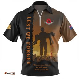 Australia Zip Polo Shirt Anzac Day Remember Them Today, Everyday And Always