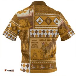 Australia Camping Christmas Zip Polo Shirt - Xmas Camping With Kangaroo Vintage Zip Polo Shirt