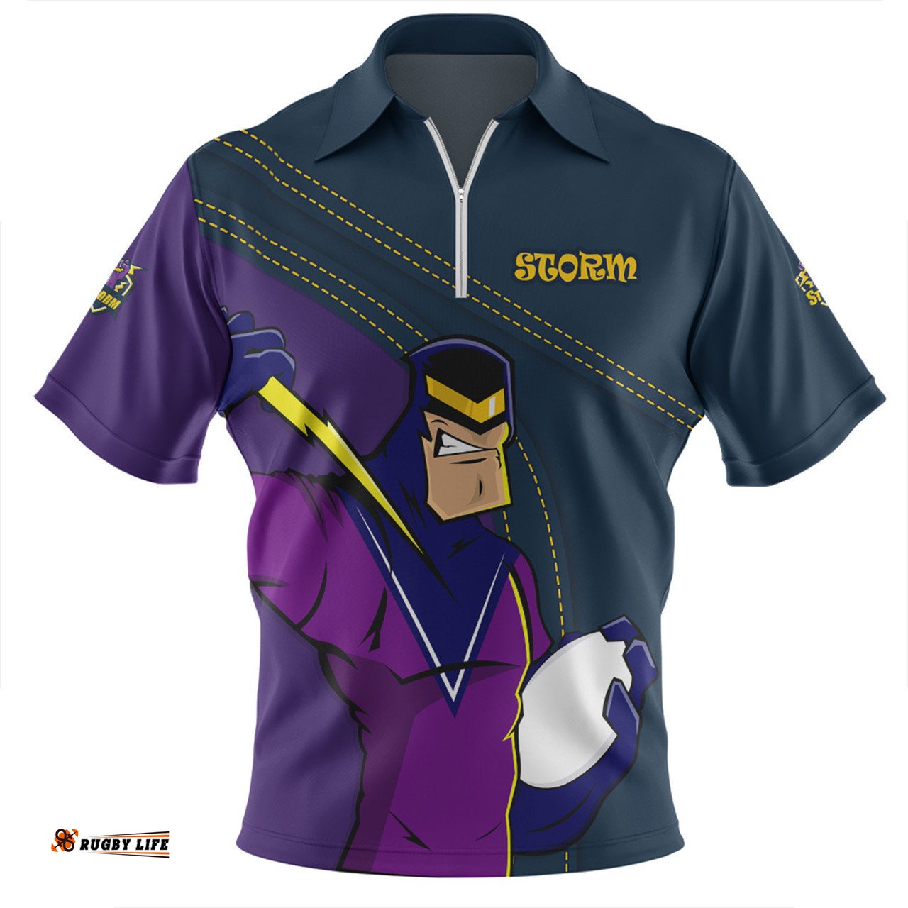 Melbourne Storm Zip Polo Shirt Custom Team Of Us Die Hard Fan Supporters