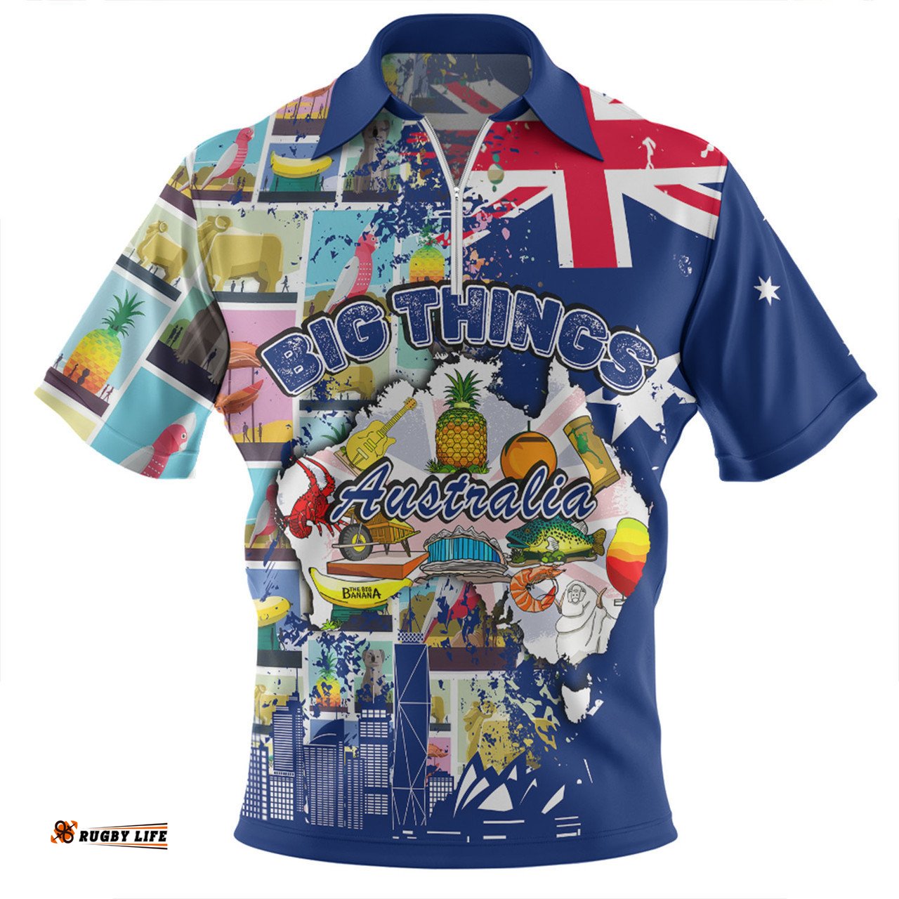 Australia Zip Polo Shirt - Australia Big Things Ver 2 Zip Polo Shirt