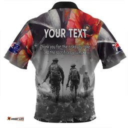 Australia Anzac Day Custom Zip Polo Shirt - Thank You For The Risks You Take Zip Polo Shirt