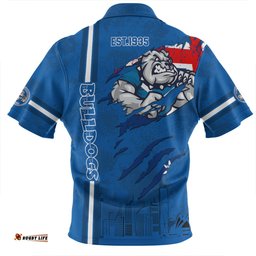 Canterbury-Bankstown Bulldogs Zip Polo Shirt - Happy Australia Day Flag Scratch Style