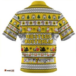 Western Australia Christmas Custom Zip Polo Shirt - Happy Chrissie Ugly Style Zip Polo Shirt