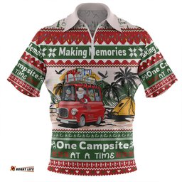 Australia Camping Christmas Making Memories One Campsite At A Time Zip Polo Shirt