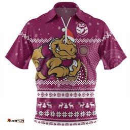 Queensland Cane Toads Christmas Custom Zip Polo Shirt - Ugly Xmas And Aboriginal Patterns For Die Hard Fan Zip Polo Shirt