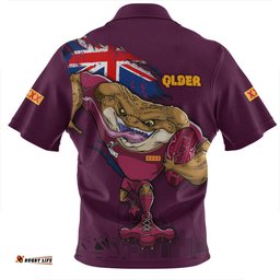 Queensland Maroons Zip Polo Shirt Custom For Die Hard Fan Australia Flag Scratch Style