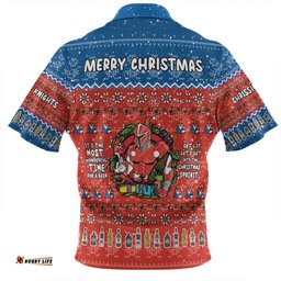 Newcastle Knights Christmas Custom Zip Polo Shirt - Chrissie Spirit Zip Polo Shirt