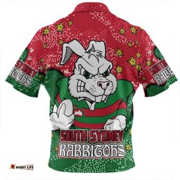 South Sydney Rabbitohs Zip Polo Shirt - Team With Dot And Star Patterns For Tough Fan Zip Polo Shirt