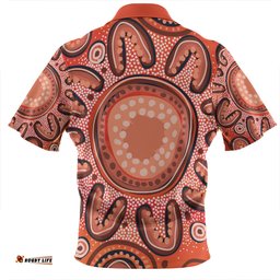 Australia Dot Painting Inspired Aboriginal Big Flower Painting With Aboriginal Dot Zip Polo Shirt