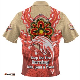 Redcliffe Dolphins Zip Polo Shirt Aboriginal Inspired Naidoc Symbol Pattern