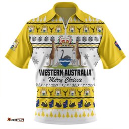 Western Australia Christmas Zip Polo Shirt - Merry Chrissie Zip Polo Shirt