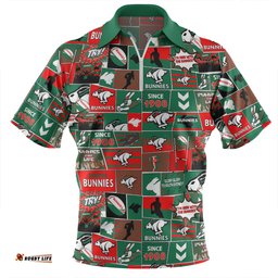 South Sydney Rabbitohs Zip Polo Shirt - Team Of Us Die Hard Fan Supporters Comic Style Zip Polo Shirt
