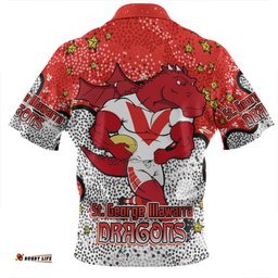 St. George Illawarra Dragons Custom Zip Polo Shirt - Team With Dot And Star Patterns For Tough Fan Zip Polo Shirt