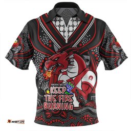 St. George Illawarra Dragons Zip Polo Shirt Aboriginal Inspired Naidoc Week Custom For Die Hard Fan Supporters