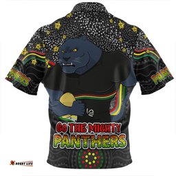 Penrith Panthers Custom Zip Polo Shirt - Custom With Aboriginal Inspired Style Of Dot Painting Patterns  Zip Polo Shirt