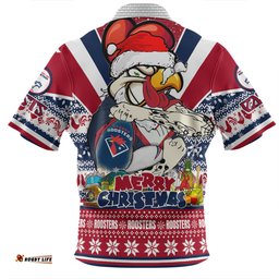 Sydney Roosters Christmas Custom Zip Polo Shirt - Easts Rooster Santa Aussie Big Things Zip Polo Shirt