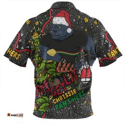 Penrith Panthers Christmas Custom Zip Polo Shirt - Let's Get Lit Chrisse Pressie Zip Polo Shirt