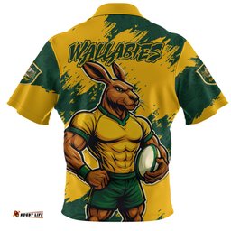 Aussie Wallabies Wallabies Kangaroo Power Rugby Zip Polo Shirt