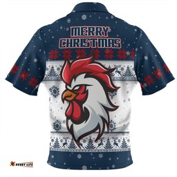 Sydney Roosters Christmas Custom Zip Polo Shirt - Special Ugly Christmas Zip Polo Shirt