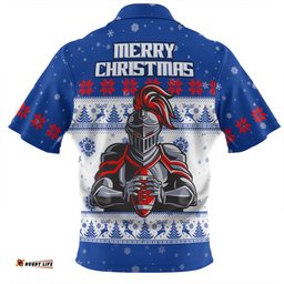 Newcastle Knights Christmas Custom Zip Polo Shirt - Special Ugly Christmas Zip Polo Shirt
