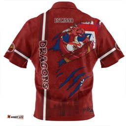 St. George Illawarra Dragons Zip Polo Shirt - Happy Australia Day Flag Scratch Style