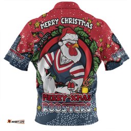 Sydney Roosters Christmas Custom Zip Polo Shirt - Merry Christmas Our Beloved Team With Aboriginal Dot Art Pattern Zip Polo Shirt