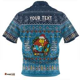 Gold Coast Titans Christmas Custom Zip Polo Shirt - Chrissie Spirit Zip Polo Shirt