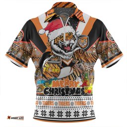 Wests Tigers Christmas Custom Zip Polo Shirt - Tigers Santa Aussie Big Things Zip Polo Shirt