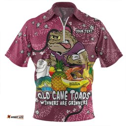 Queensland Cane Toads Custom Zip Polo Shirt - Australian Big Things Zip Polo Shirt