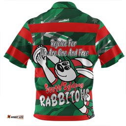 South Sydney Rabbitohs Zip Polo Shirt - Happy Australia Day We Are One And Free